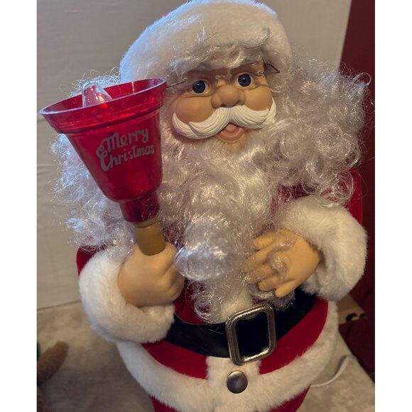 Telco Motionette Santa Claus Figure Holding Red Light-Up Bell 23.5" Tall - Picture 4 of 12